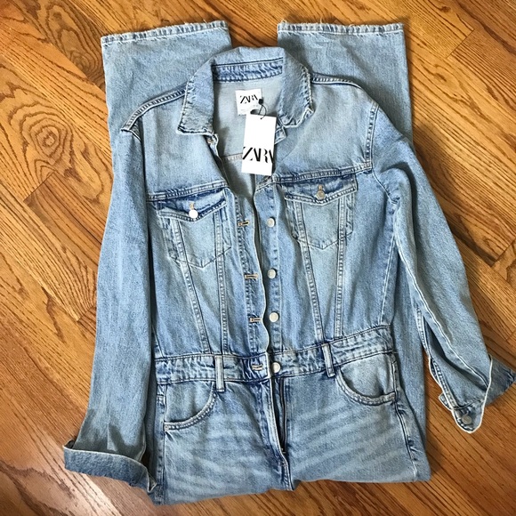 Zara Denim Jumpsuit NWT - Picture 2 of 7